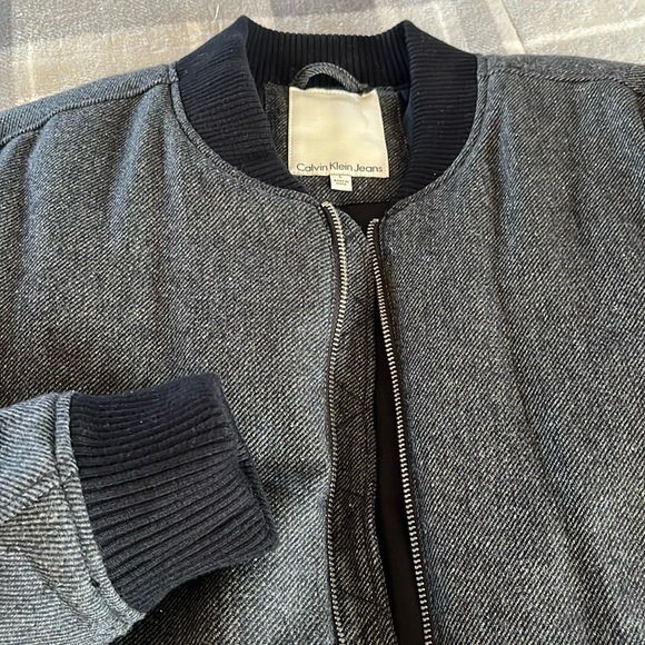 CALVIN KLEIN MENS GRAY TWEED BOMBER JACKET - Picture 2 of 9